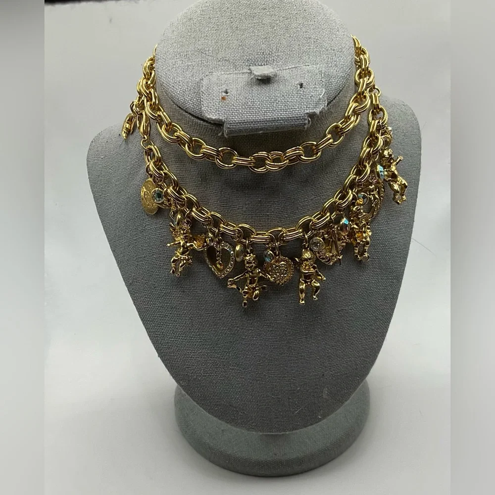 Kirk’s Folly:”Hearts and Angels” charms bracelet ~necklace set vintage retired. - Picture 3 of 9